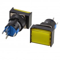 2 Pcs Yellow Rectangle Cap 1NO 1NC AC 110V 5A Momentary Push Button Switch