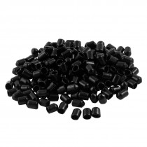 200 Pcs 6mm Inner Dia Round Tip Black PVC Insulated End Caps