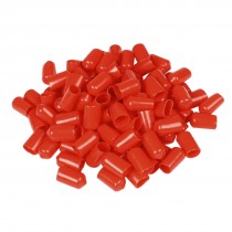 100 Pcs 13mm Height 12mm Inner Dia Round Tip Red PVC Insulated End Caps