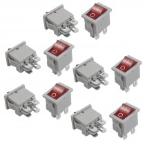 10 Pcs 4 Pin DPST Red Neon Light On/Off Rocker Switch AC 6A/250V 10A/125V