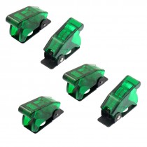 5 Pcs 12mm Mount Dia. Transparent Green Safety Flip Cover for Toggle Switch