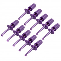 10 x Spring Loaded SMD IC Test Hook Clip Purple for Multimeter Lead Cable