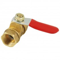 Brass Tone 1/4" Threaded Female Pumping Red Lever Handle Ball Valve