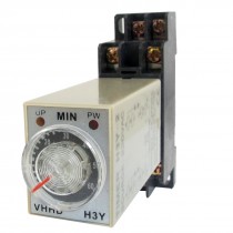 AC 220V 0-60 Minute 60m Timer Power On Delay Time Relay 8 Pin H3Y-2 w Socket