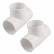 2 Pieces 40mm PVC Tee 3 Way Water Pipe Tube Adapter Connectors White