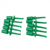 Green Electrical Lead Wire Testing Hooks Clip Set 10Pcs