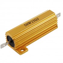 50Watt 25 Ohm 5% Gold Tone Aluminum Shell Wire Wound Resistor