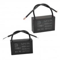 2 x 1uF 5% 450V AC 2 Wires Motor Run Ceiling Fan Capacitor CBB6-1