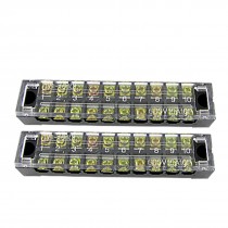2 Pcs Cover Screw Terminal Strip 600V 15A Barrier Block 10 Position