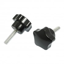 2 Pcs 6mm Thread Diameter Screw On Type Star Knob Black 1.9"
