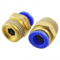 2 Pcs 16.2mm x 8mm Full Port Male Thread Pneumatic Quick Fittings