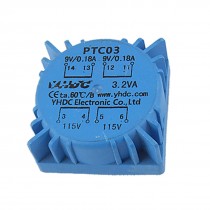 Double 0.18A 9V Secondary Encapsulated Transformer Blue
