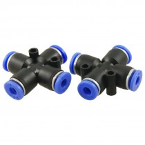 4mm 4 Way Cross Style Pneumatic Tube Push in Quick Fittings 2 Pcs