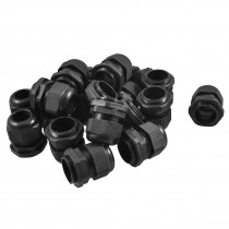 Black Plastic Waterproof Connector PG21 13-18mm Diameter Cable Gland 20PCS