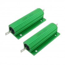 2 Pcs Green Aluminum Housed Wirewound Resistors 100W 0.8 Ohm 5%