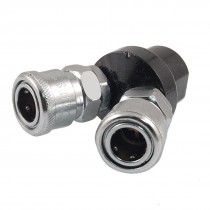 Metal Aluminum 2 Way Pneumatic Air Tool Quick Coupler Connector