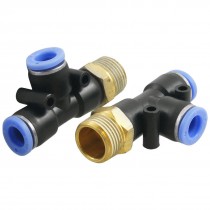 2X Pneumatic 3 8" Thread One Touch T Joint Quick Fittings 6mm