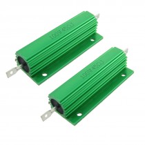 2 Pcs Green Aluminum Housed Wirewound Resistors 100W 45 Ohm 5%