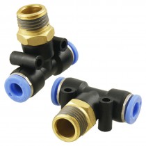 2 Pcs 1 4" Thread 6mm One Touch Push in T Joint Quick Fittings ZZXVJ