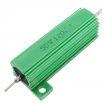 2 x Chassis Mounted 50W 120 Ohm 5% Aluminum Case Wirewound Resistors Green