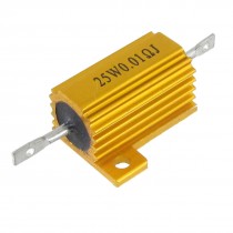 25W 0.01Ohm 5% Aluminum Housed Wirewound Power Resistor Gold Tone