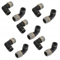 10 Pcs Pneumetic 8mm to 3 8" PT Male Thread One Touch Elbow Quick Fittings