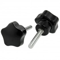 5 Pcs 25mm Thread Length 5mm Male Threaded Screw on Star Knobs Black