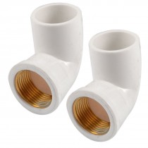 2 Pcs Pipe Fitting 3/4" Thread x 25mm Slip PVC Female Elbow Connector Adapter