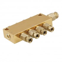 Gold Tone Adjustable Brass 6.5mm Dia 4 Way Oil Separator