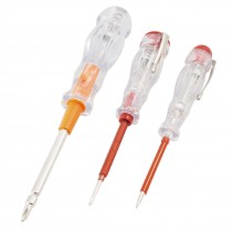 6 in 1 Needle Slotted Head Detector Voltage Tester AC 100-500V Red Clear