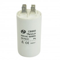 CBB60 Cylinder Shaped 450V AC Nonpolar Motor Running Capacitor 15uF