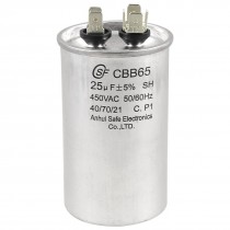 CBB65 450V AC 50/60Hz 25uF 5% Round Electric Motor Run Capacitor