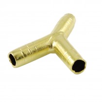 Gold Tone Brass Barbed Y Shaped 3 Ways Hose Conenctor