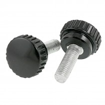2 Pcs Black 10mm Thread Diameter 47.5mm Length Knurled Grip Knobs