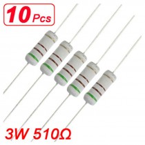 10 x 3W 500V 510 ohm Axial Lead Metal Oxide Film Resistors