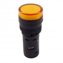 DC 24V 16mm Mounting Thread Indicator Light Signal Lamp Yellow