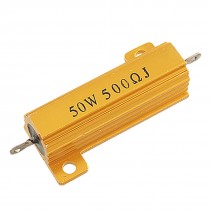 50W 500 Ohms 5% Screw Tab Aluminium Clad Wirewound Resistor Gold Tone
