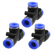 3 Pcs Air Pneumatic 8mm to 8mm 3 Ways Push In Quick Fittings