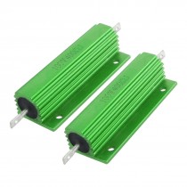 2 Pcs 100W 5% 400 Ohm Green Aluminum Case Wire Wound Resistance Resistors