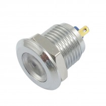 DC 12V 2 Pins Chrome-plated Metal Shell White Indicator Pilot Lamp