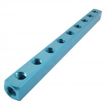 Turquoise Color Air Pneumatic Cylinder 9 Way Aluminum Manifold Block Splitter