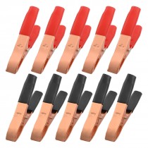 75mm 30A Plastic Cover Copper Tone Metal Alligator Clips 10 Pcs