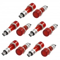 10 Pcs DC 12V 2 Pins Recessed Red Pilot Light Signal Indicator Lamp