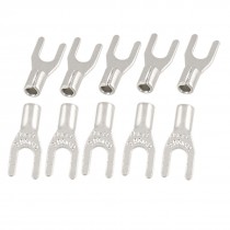 Uninsolated Fork Spade Crimp Terminals Connector 10 Pcs