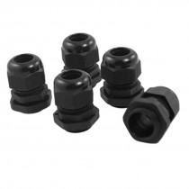 Black Plastic PG13.5 Waterproof Cable Connectors 5 Pcs