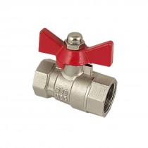 Red Butterfly Handle Silver Tone 1/2" Hole Ball Valve