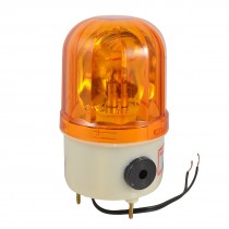 AC 110V 10W Yellow Industrial Rotary Lamp Sound Buzzer Beacon Halogen Bulb Light