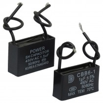 2 Pcs Polypropylene Film Wired Motor Run Capacitor AC 450V 1uF 1.5uF CBB6-1