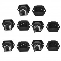10 Pcs Fuse Holder IEC 320 C14 Inlet AC Power Entry Socket 10A 250V