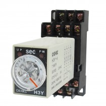AC 220V H3Y-4 0-5S 5 Seconds 4PDT 14 Pins Power on Time Delay Relay w Socket